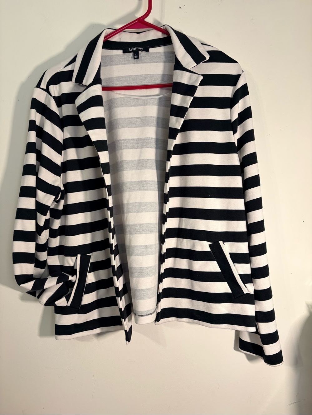 Relativity Women's Black and White Striped Blazer